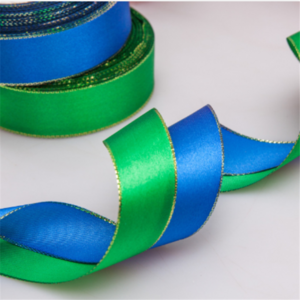 high quality Polyester Single Face Satin Ribbon with gold edged