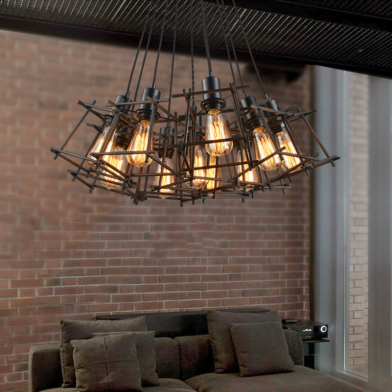 American Loft Vintage pendant light Personality Wrought Iron lights Edison nordic lamp industrial cage lamp lighting fixtures