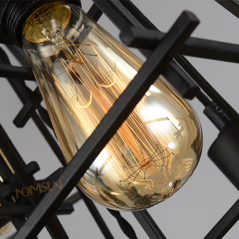 American Loft Vintage pendant light Personality Wrought Iron lights Edison nordic lamp industrial cage lamp lighting fixtures