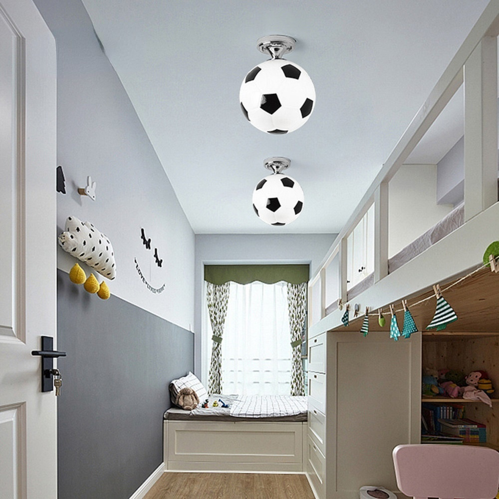 LED Football Ceiling Light 220V E27 Bar Club Ceiling Lamp Kids Boy's Bedroom Decoration Sport Soccer Ball Light Fixture