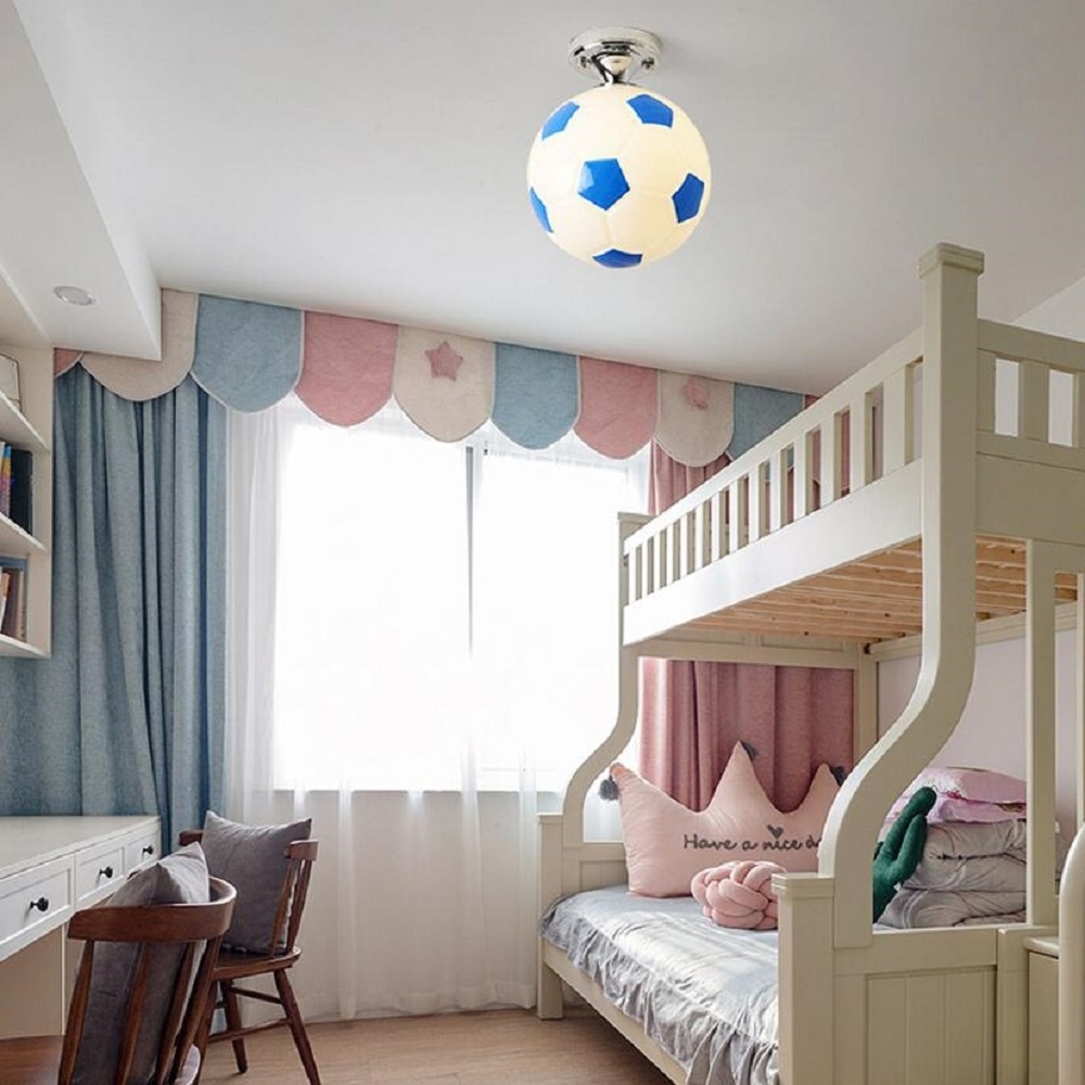 LED Football Ceiling Light 220V E27 Bar Club Ceiling Lamp Kids Boy's Bedroom Decoration Sport Soccer Ball Light Fixture