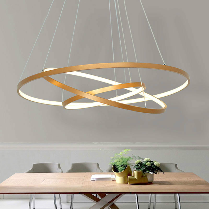 Gold Black Led Ceiling Light Hang lamp Circle Rings Lamp For Living Dining room Bedroom Home Lighting Fixtures