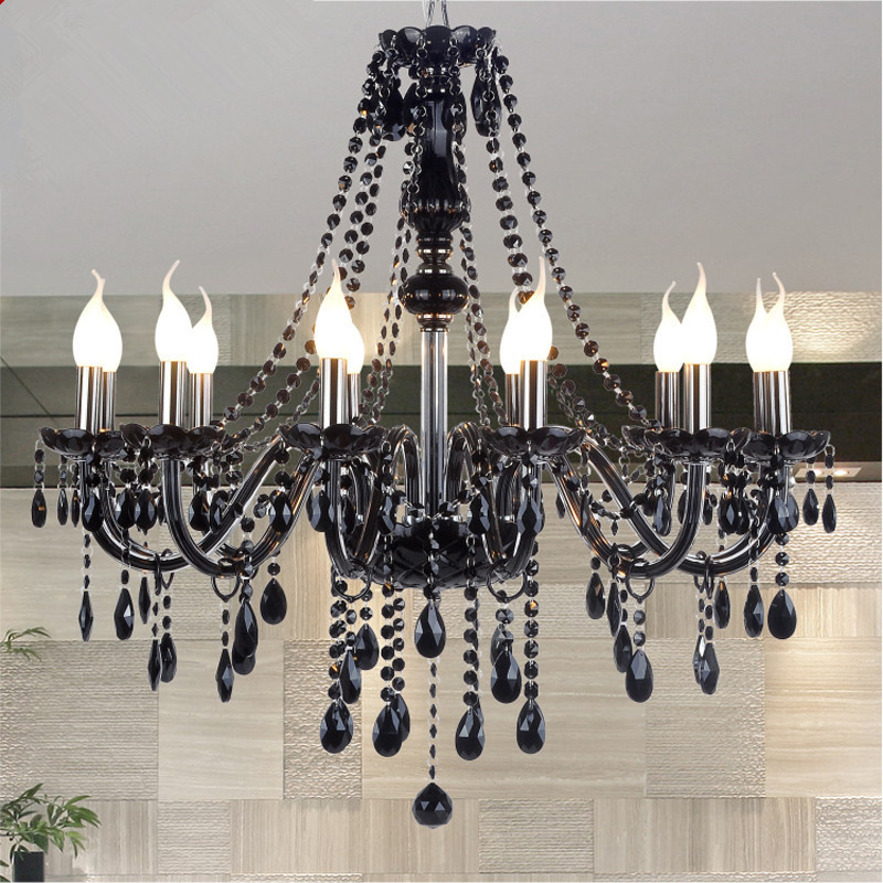 New Modern Black crystal chandeliers lighting for Livingroom Bedroom indoor lamp K9 crystal