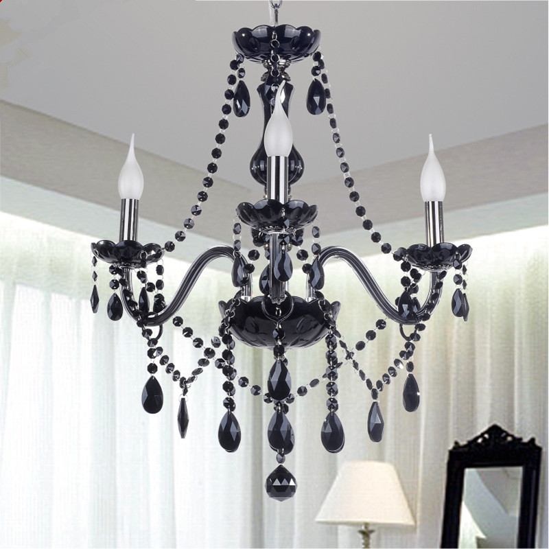 New Modern Black crystal chandeliers lighting for Livingroom Bedroom indoor lamp K9 crystal