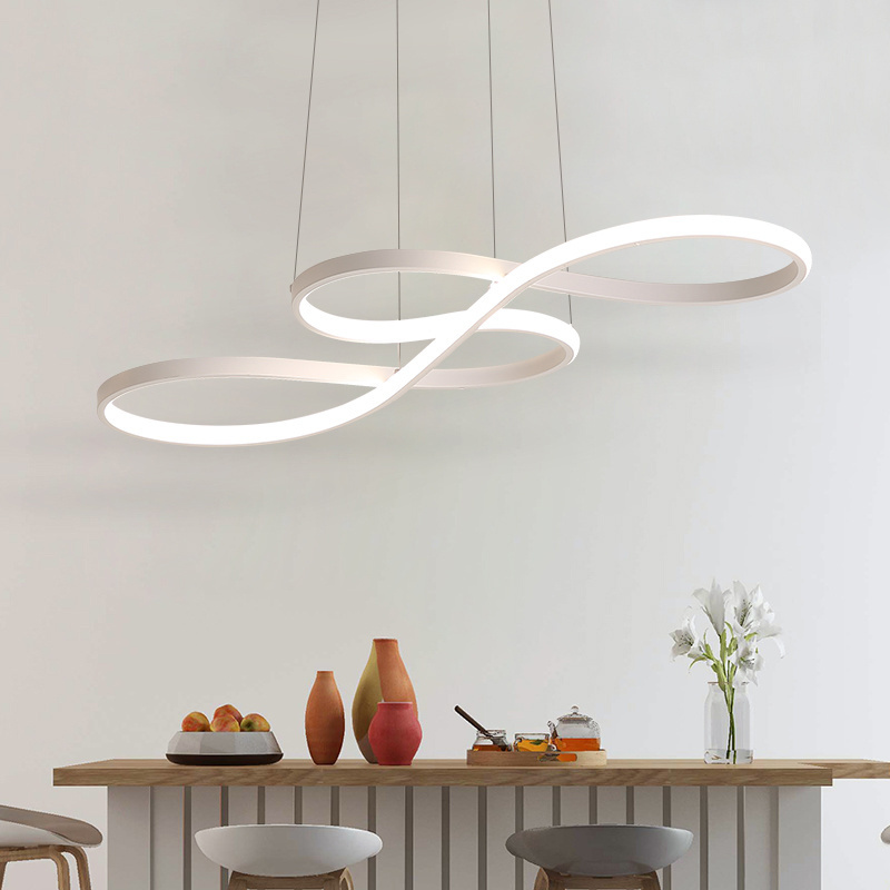 Modern Led Chandelier Ceiling Pendant Lamp Table White Design Nordic Chandelier Lamp for Kitchen Living Dining Room Bar Iron 180