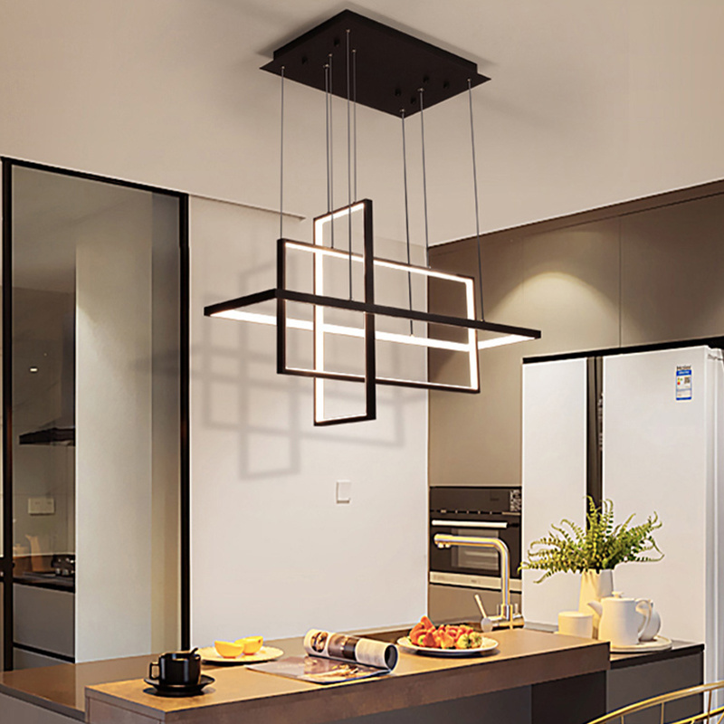 Modern LED Chandelier For Kitchen Dining Room Living Room Bedroom Rectangle Pendant Lamp Remote Controlhouse lighting ceiling