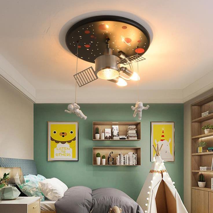 circles ceiling lights personality science and technology feeling astronaut satellite boy room cartoon kids lighting ceiling