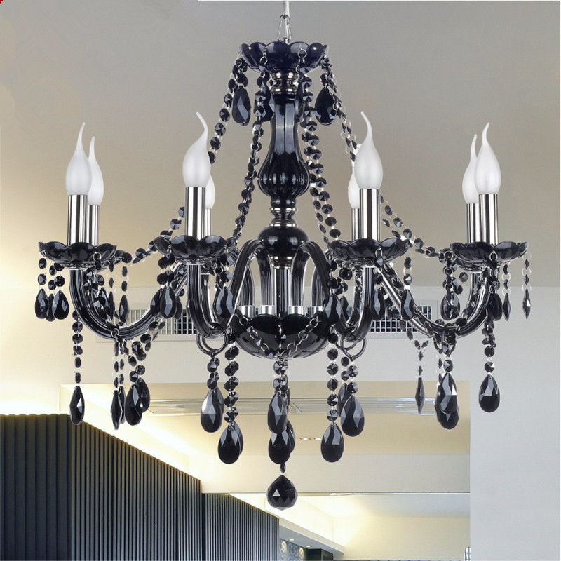 New Modern Black crystal chandeliers lighting for Livingroom Bedroom indoor lamp K9 crystal