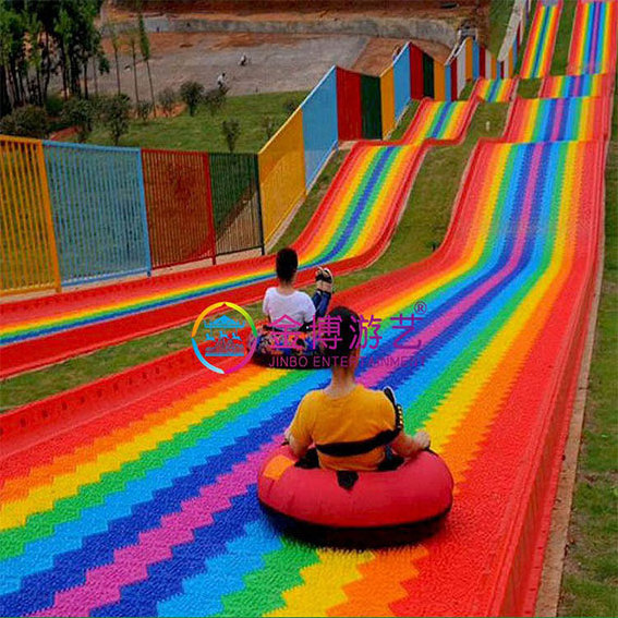 Slide amusement water park outdoor equipment play unpowered kids and adult game rainbow dry snow plastic playground slide