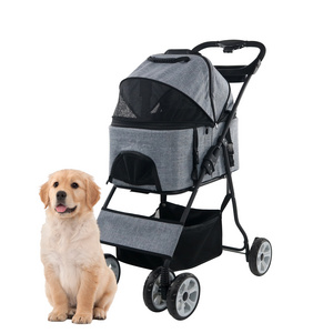 Pet Carriers Comfortable Pet Travel Carrier for Small Medium Dog Cat Folding Puppy Trolley with Storage Basket Pet Stroller