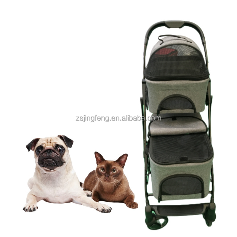 Easy Walk Portable Folding Oxford Cloth Carrier Pet Cart Animal Stroller With 4 Wheel And Storage Space Dog Cart