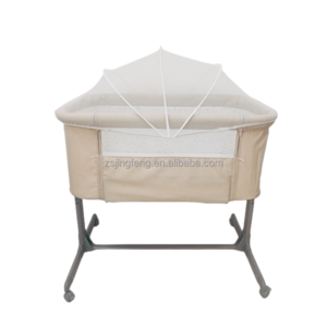 Portable Folding Adjustable Height Wheels Metal Newborn Infant Crib Bedside Sleeper Multi-purposes Baby Bassinet With Canopy