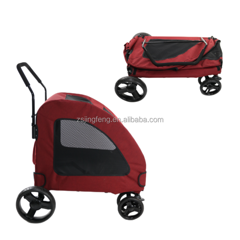 Factory Detachable Pet Stroller Medium Folding Pet Stroller With Large Wheels Adjustable handle And Pet Chain