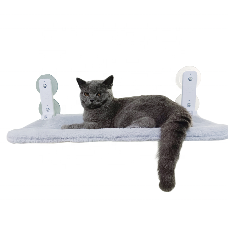 Cat Shelves Cat Window Hammock Window Perch Cat Bed with Removable Furry Fabric 4 Strong Suction Cups Pet Wall Climbing Shelves