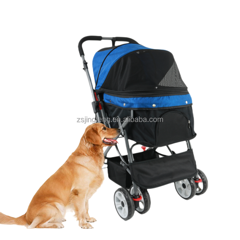 Factory Pet Products Stroller High Quality Hot Sale Foldable Pet Stroller 4 Wheel Cat Stroller Trolley Dog Car