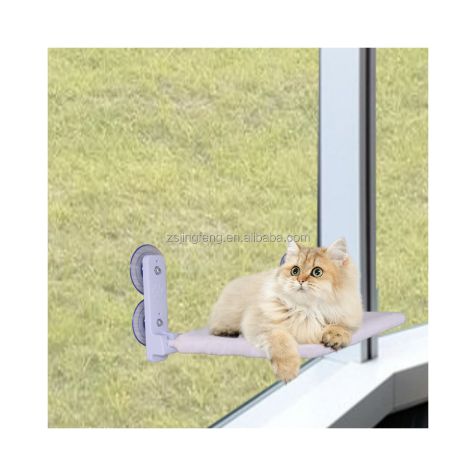 Cat Hammock Bed Cat Perch Window Sill Suction Cup Pet Hammock Seat with Soft Furry Bed Mesh 2 Sides Cover Climb Cat Shelf