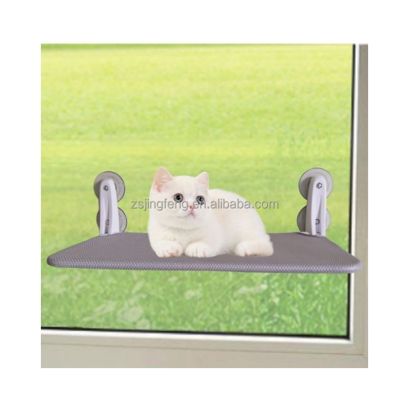 Folding Window Perch Cat Hammock for Window Wall with 4 Suction Cups Sturdy Iron Frame for Glass Windows and Interior Walls