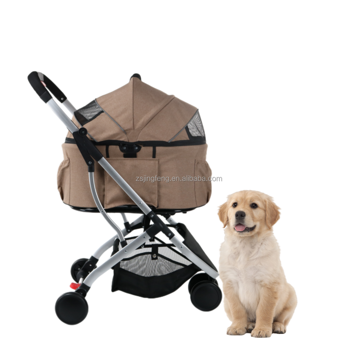 Portable Pet Stroller For Large Dogs Customized Detachable  Dog Carrier Luxury 4 Wheels  Aluminum Lightweight  Pet Stroller