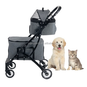 Twins Pet Cat Carrier Stroller Folding Double Stroller Pull Cart Four-wheel Pet High Quality Folding Travel Carrier Dog Stroller