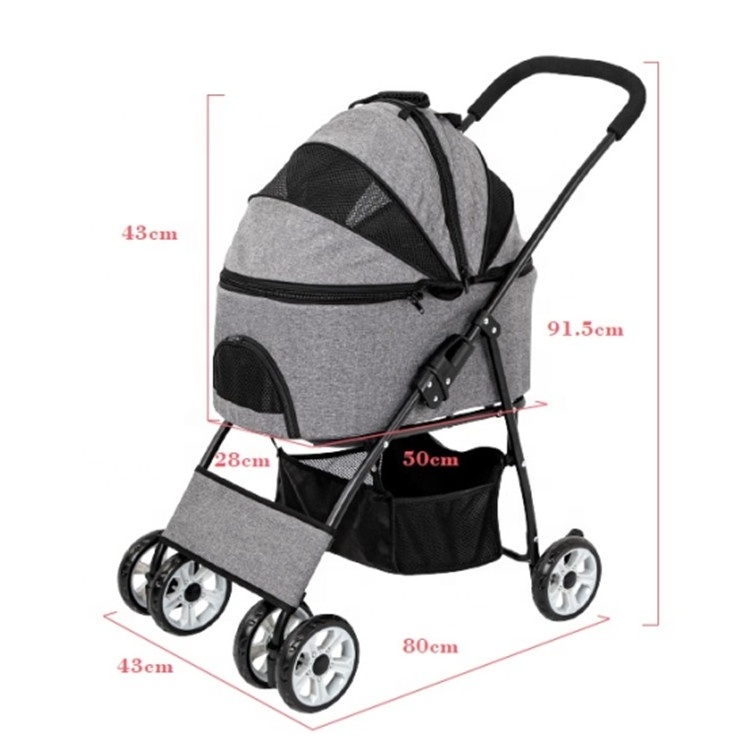 Luxury Aluminum Pipe Pet Stroller Carrier  Large Pet Stroller Luxury Folding Outdoor Dog Stroller Trolley  Pet Cats Dogs Buggy