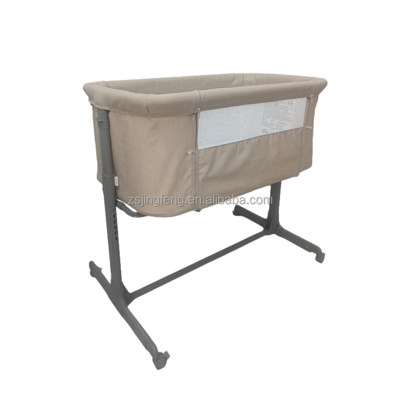 Portable Folding Adjustable Height Wheels Metal Newborn Infant Crib Bedside Sleeper Multi-purposes Baby Bassinet With Canopy