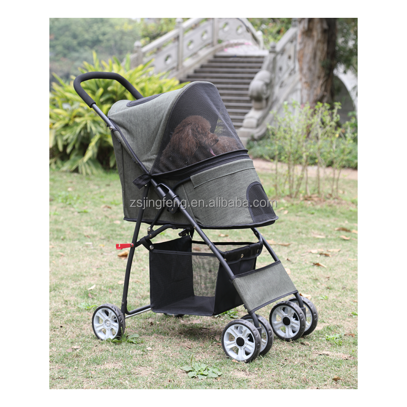 Pet Stroller 4 Wheels Dog Cat Stroller for Small Medium Dogs Cats Foldable Puppy Stroller with Storage Basket and Cup Holder