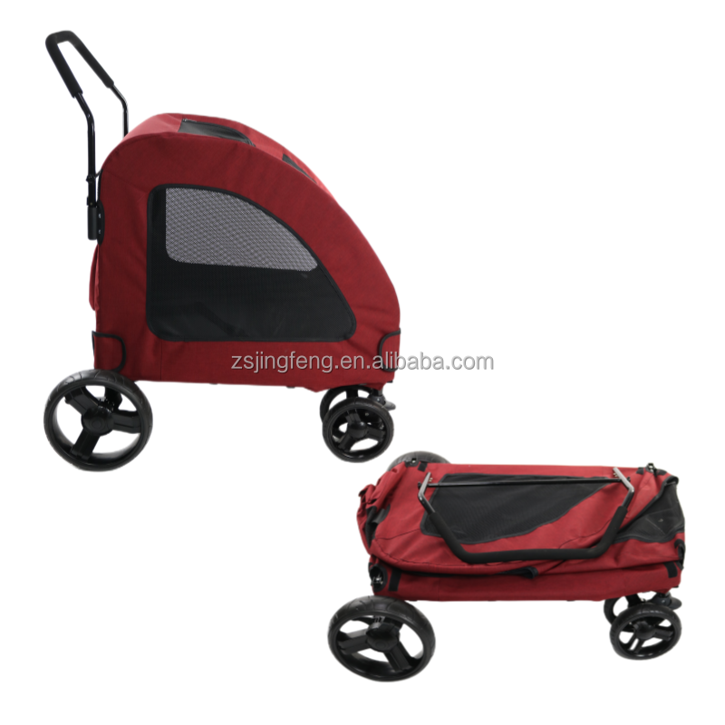 Wholesale Pet Carrier Pet Stroller Carrier Travel With Large Wheels Super 3-door Folding Soft Dog Crate Cage