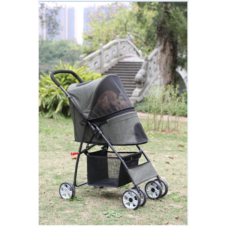 Durable Dog Stroller Foldable Pet Stroller With Detachable Carrier Pet Products Includes 360 Degree Front Wheel Swivel