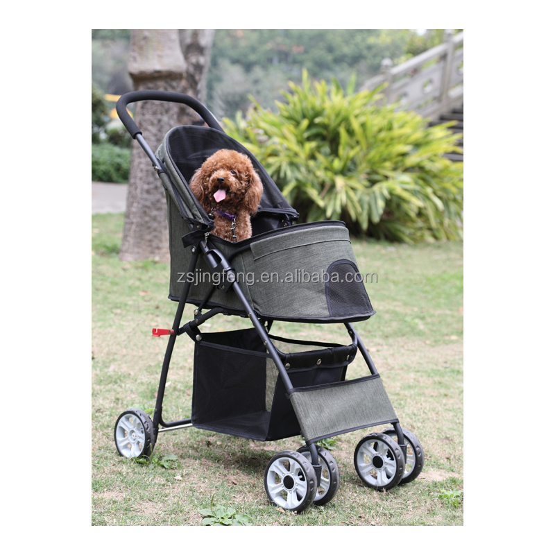 Pet Stroller 4 Wheels Dog Cat Stroller for Small Medium Dogs Cats Foldable Puppy Stroller with Storage Basket and Cup Holder