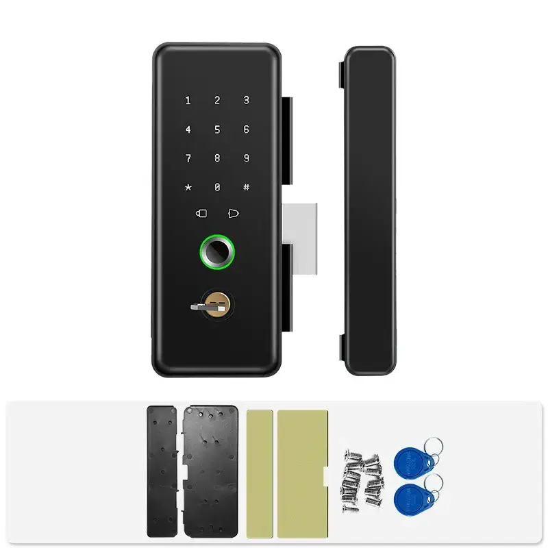 Bluetooth Access Control Double Single Glass Door Lock App Card Key Biometrics Fingerprint Smart Glass Door Lock