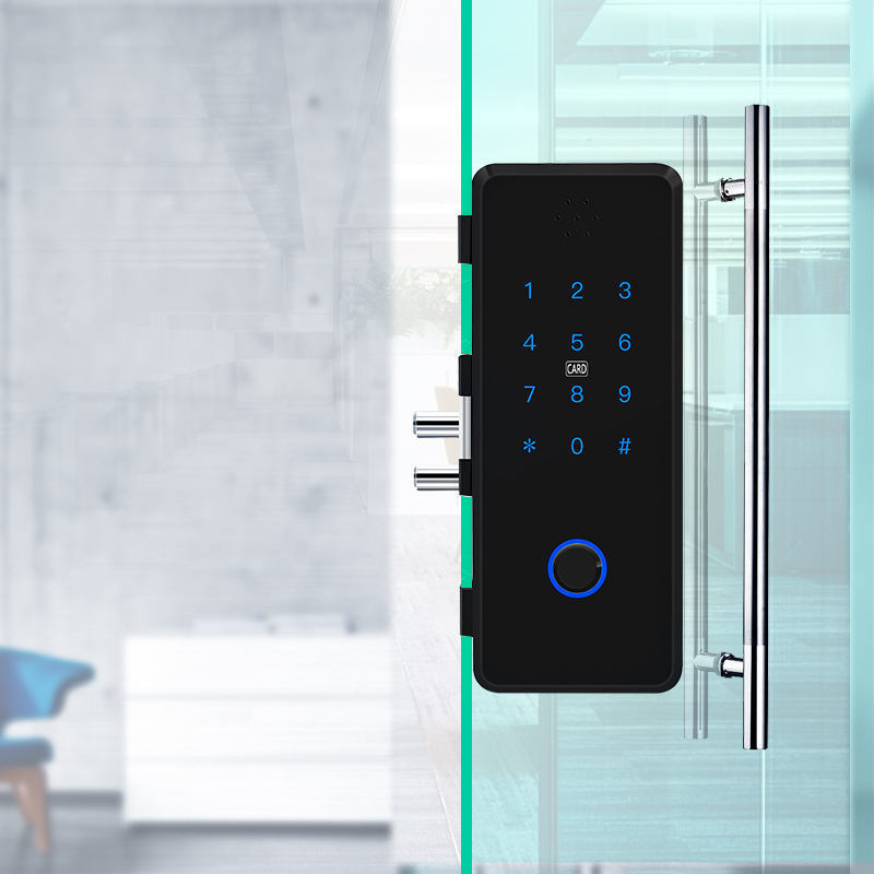 Jinjian Intelligent Home Digital Electronic Lock Wifi Bluetooth Tuya App Card Fingerprint Password Smart Glass Door Lock