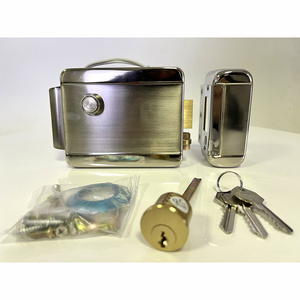 Security DC 12V Electronic Metal Gate Door Lock Brass Single Head Cylinder Electric Rim Lock