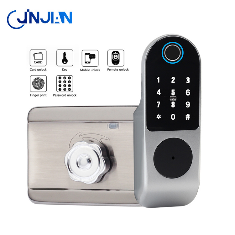 Smart Home Waterproof Tuya App Outdoor Gate Door Fingerprint Remote Unlock Aluminium Alloy Motor Lock