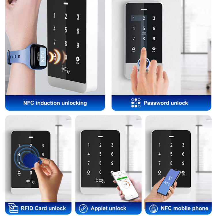 Metal ID/IC Card Reader Access Control Smart Phone NFC Unlock Password Door Lock