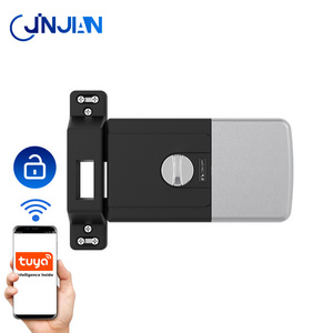 Jinjian Factory No Drilling Indoor Hidden Door Wooden Iron Door Smart Tuya Invisible Lock