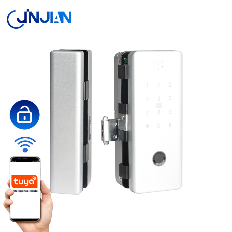 Smart Home No Drilling Aluminum Alloy Double Hook Lock Tongue Frame Door Tuya Intellect Glass Locks