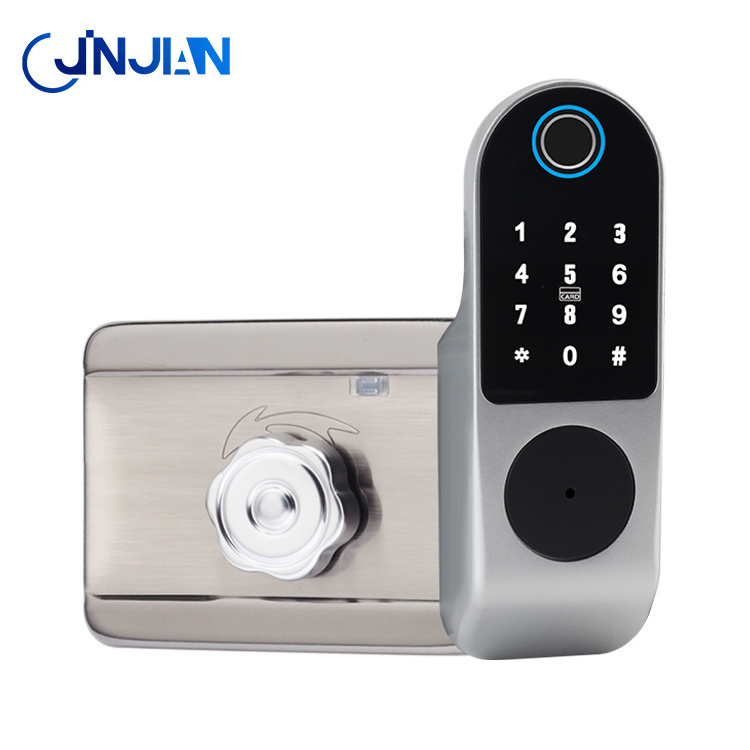 Smart Home Waterproof Tuya App Outdoor Gate Door Fingerprint Remote Unlock Aluminium Alloy Motor Lock