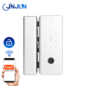 Smart Home No Drilling Aluminum Alloy Double Hook Lock Tongue Frame Door Tuya Intellect Glass Locks