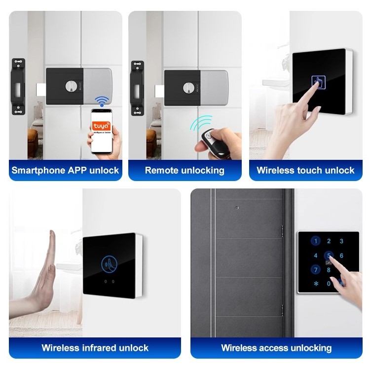 High Quality Tuya App Stainless Steel Base Plate Invisible Remote Control Smart Door Lock