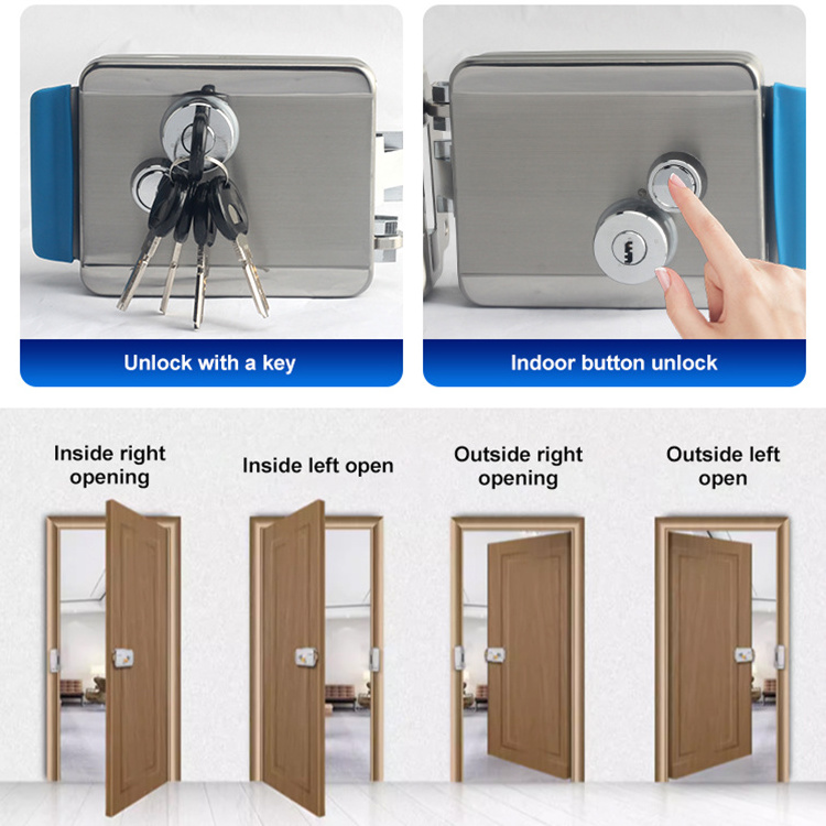 Factory Supply Dc12v 2a Outdoor Key Unlocking Waterproof Stainless Steel Electric Control Door