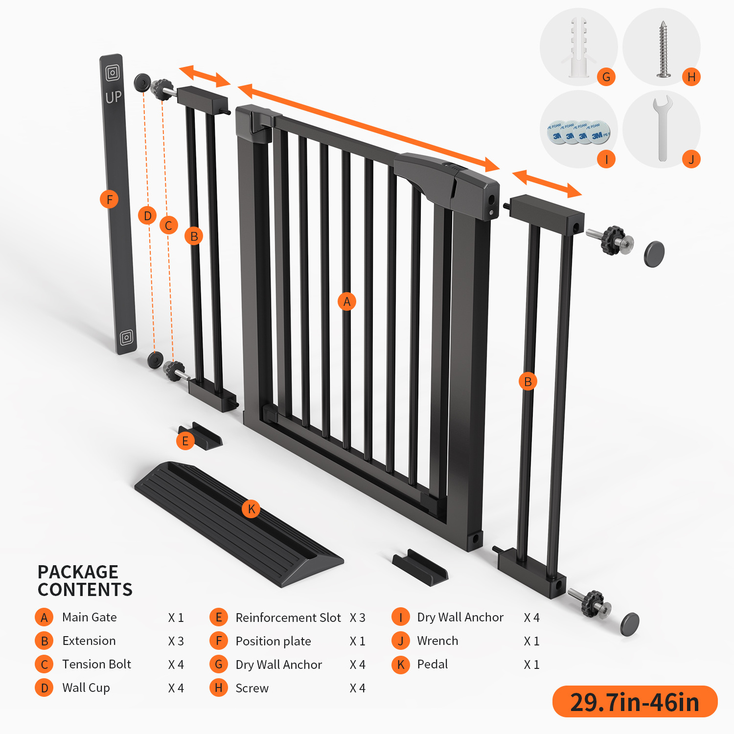 Best selling safe material pet dog baby safety door gate double lock durable safety gate for baby or pet