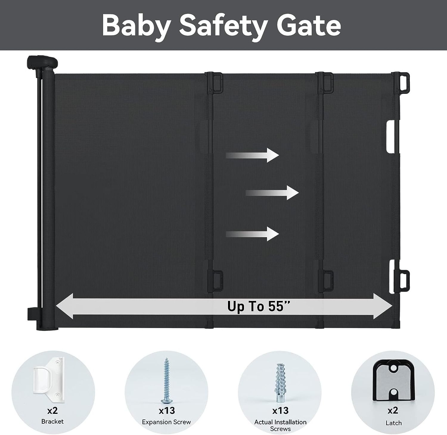 Factory direct sales retractable door bed wall protector extension stairs pet kids child baby safety gate