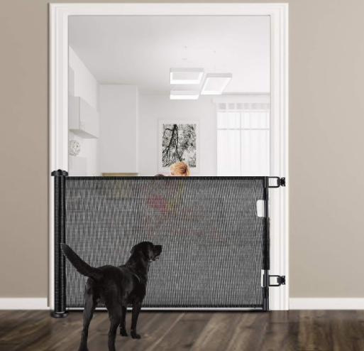 Retractable Baby Gate Dog Gate Wiscky Extra Wide Safety Gates,Easy to Roll and Latch Dogs Gate for Doorways,  Indoor/Outdoor