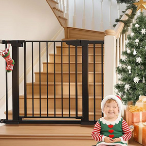 Auto Close Baby Gates for The House, Pet Gates with Walk Through Door, Durable Metal Pressure Mounted Safety Child Gate