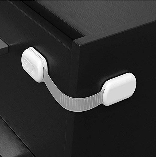 Baby Safety Locks  Child Proof Cabinet Locks with Adhesive Adjustable Strap Latches to toilet closet Microwave oven