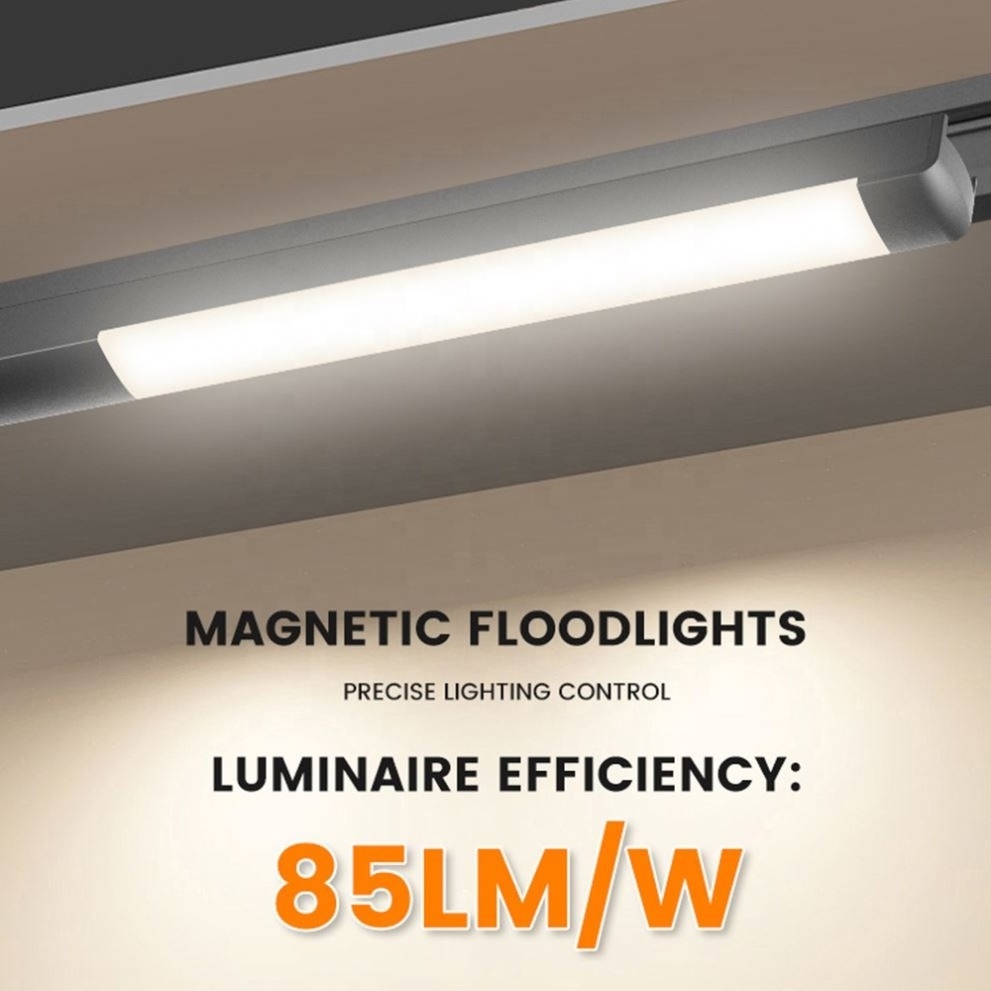 Minimalist Style Indoor Living Room Aluminum 12W 24W 36W Track Light Rail Black Linear Flood Light Led Magnetic Track Light