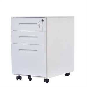 Factory Wood Office Furniture File Cabinets with Wheels 3 Drawer Steel Filling Cabinet