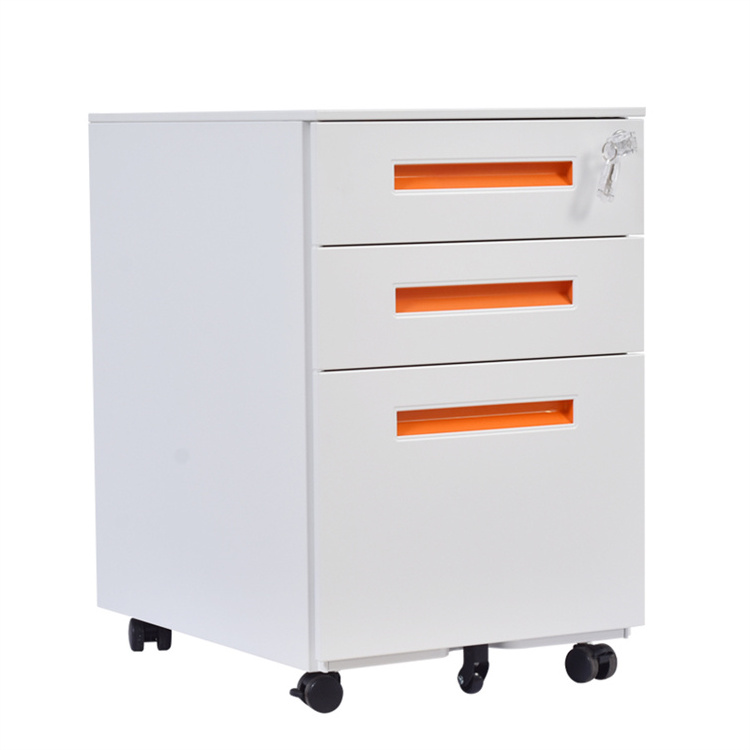 Factory Wood Office Furniture File Cabinets with Wheels 3 Drawer Steel Filling Cabinet