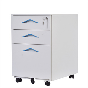 Customized Office Wheels Movable Key Lock Cabinet High Quality 3 Drawers Steel Office Metal File Storage Mobile Pedestal Cabinet