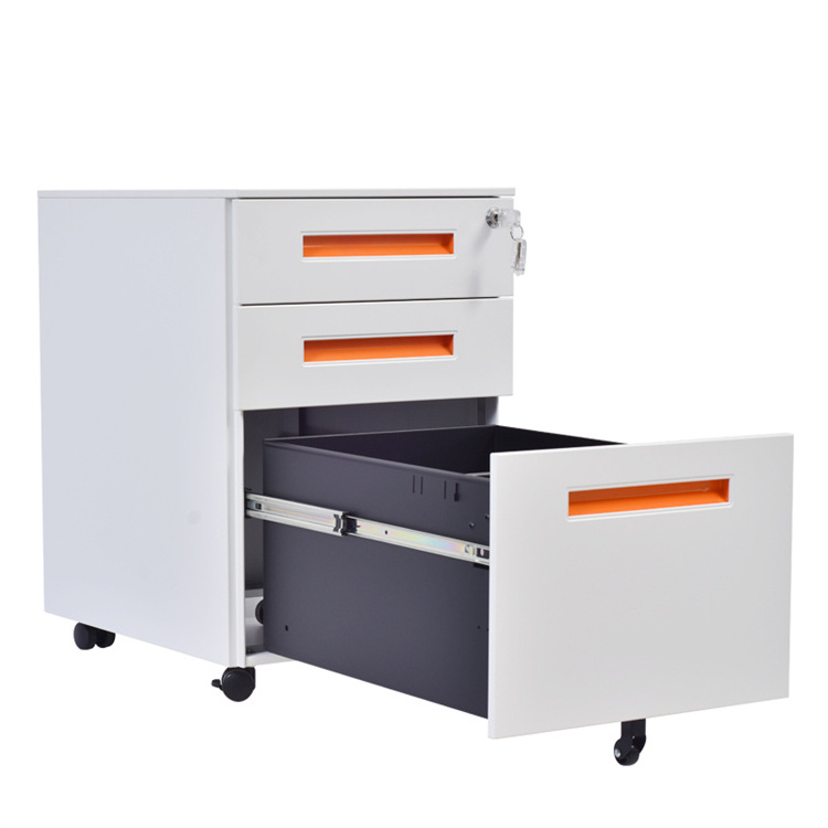 Factory Wood Office Furniture File Cabinets with Wheels 3 Drawer Steel Filling Cabinet